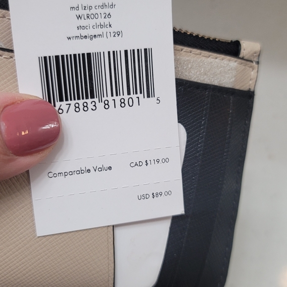 KATE SPADE Cameron L-Zip Card Holder Beige Saffiano Leather - Picture 11 of 11